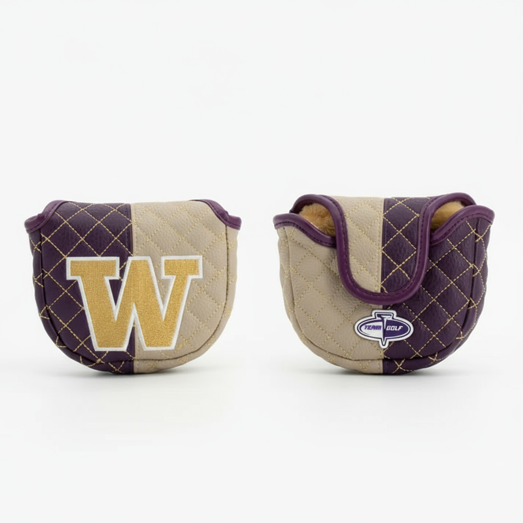 Two golf club covers with a 'W' logo on a white background