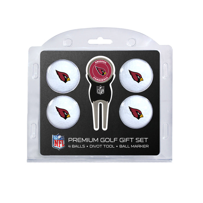 Arizona Cardinals four ball golf gift set with divot tool and ball marker
