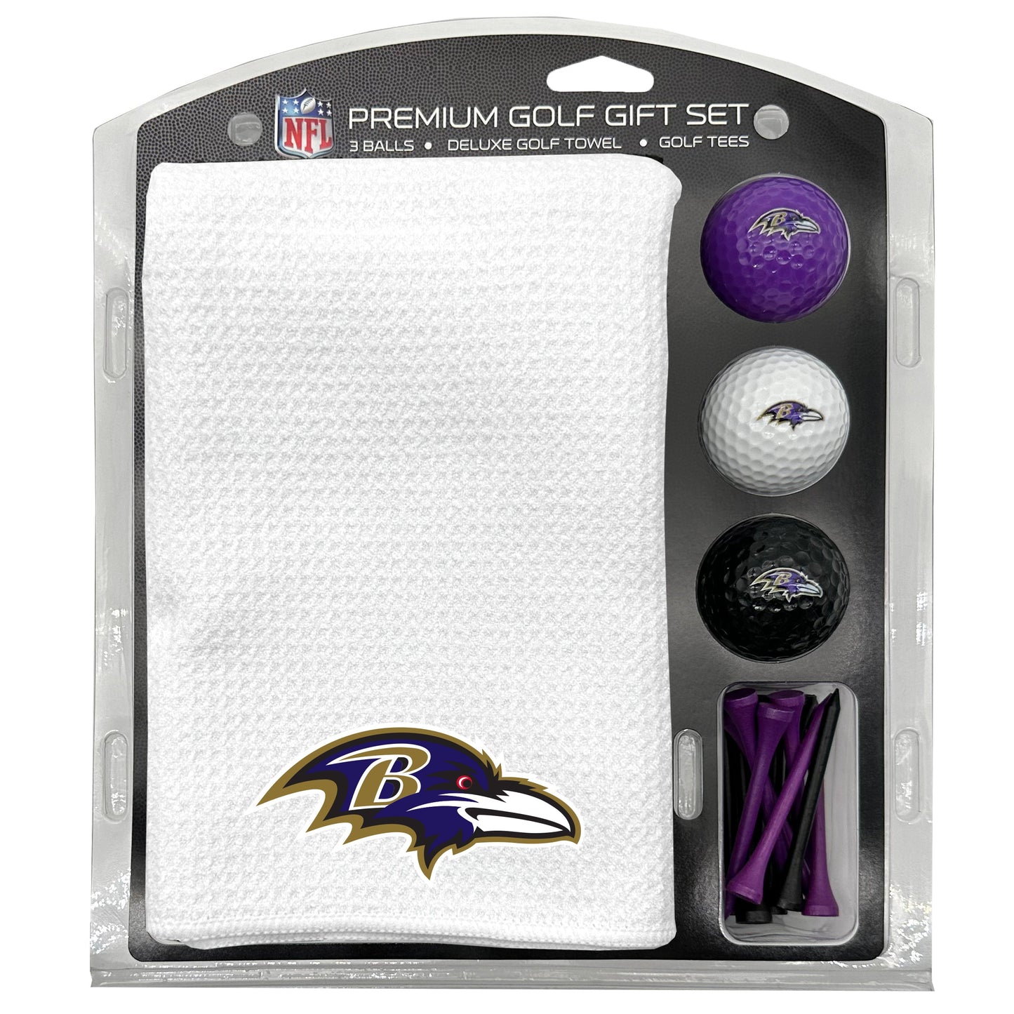 Baltimore Ravens White Microfiber Towel Golf Gift Set - Club Rehab