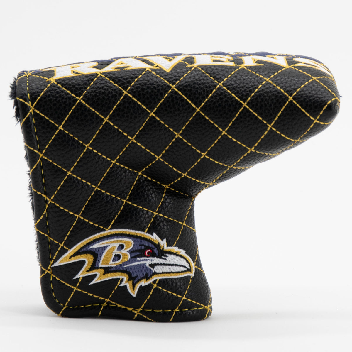 Baltimore Ravens Split Quilted Blade Putter Cover, front view