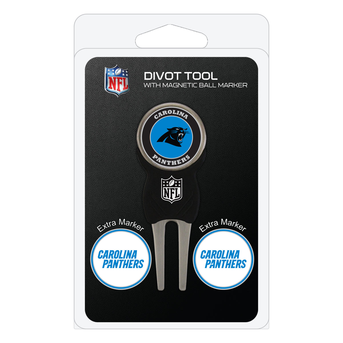 Carolina Panthers divot repair tool and three ball markers