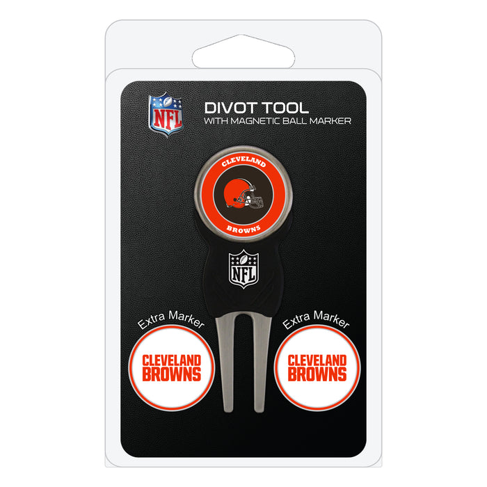 Cleveland Browns divot repair tool and three ball markers