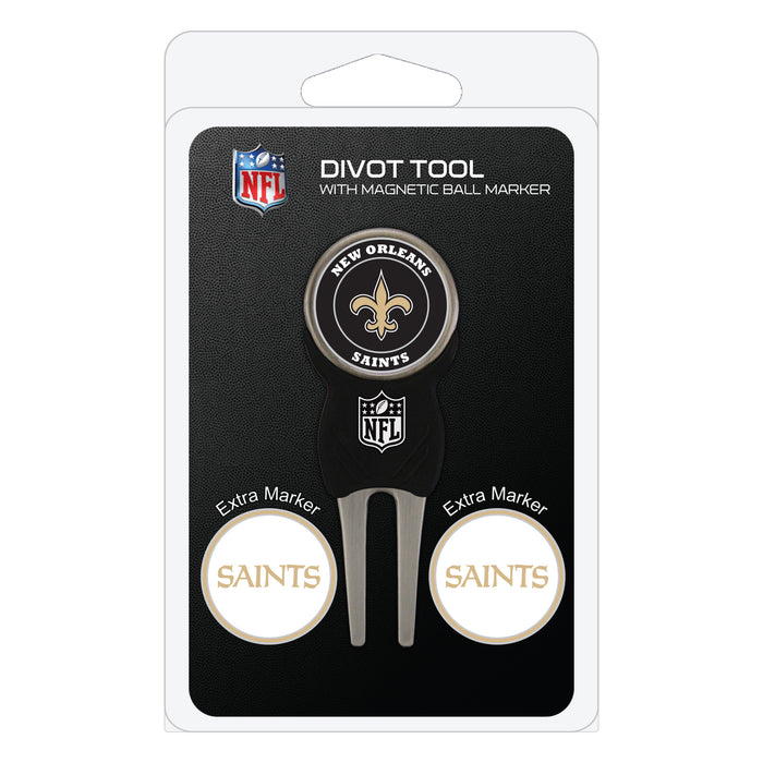 New Orleans Saints divot repair tool and three ball markers