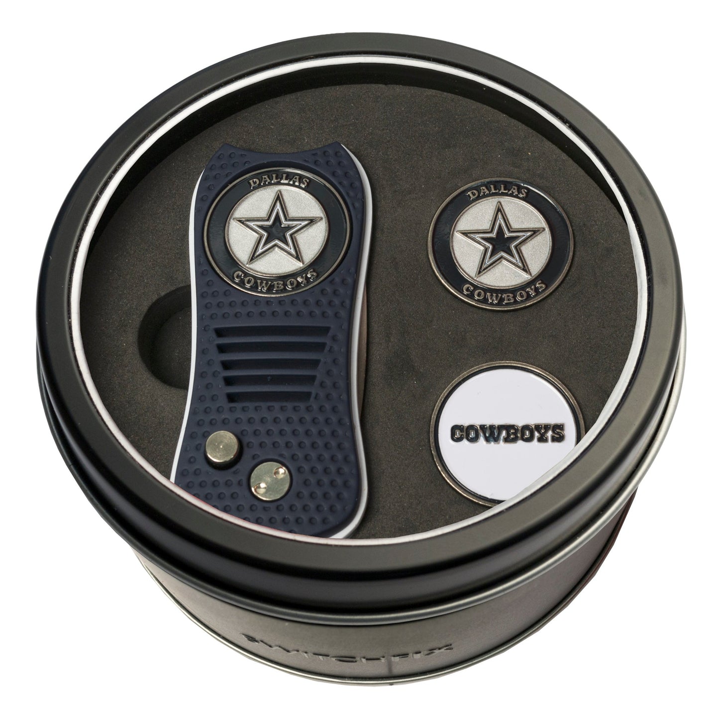 Dallas Cowboys Switchblade divot tool and ball marker tin gift set