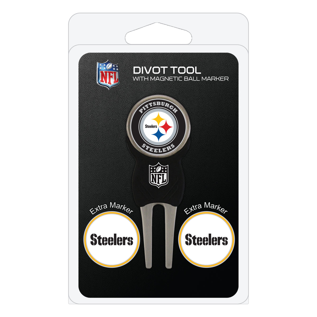 Pittsburgh Steelers divot repair tool and three ball markers