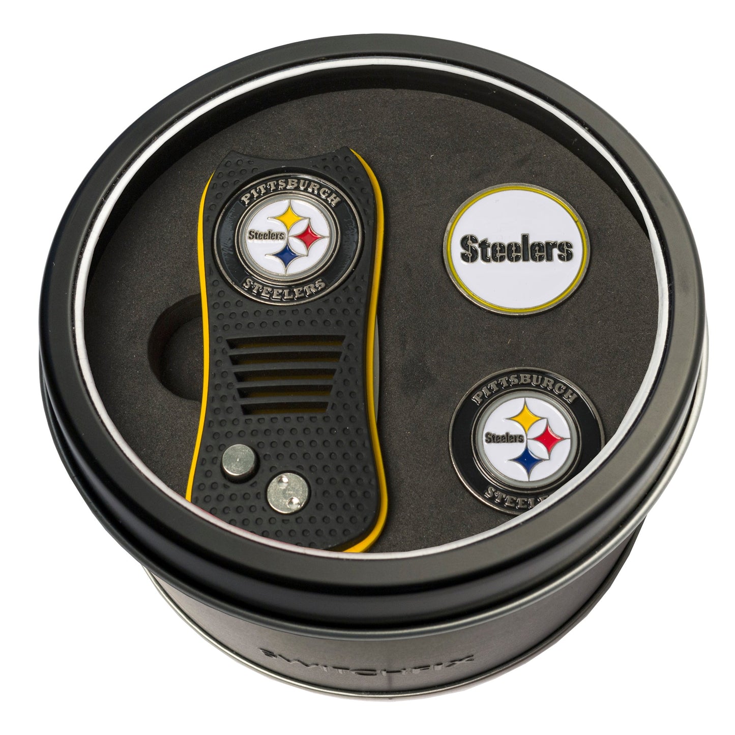 Pittsburgh Steelers Switchblade divot tool and ball marker tin gift set