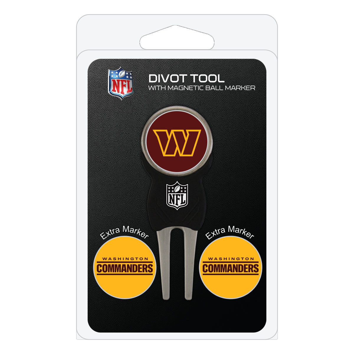 Washington Commanders divot repair tool and three ball markers