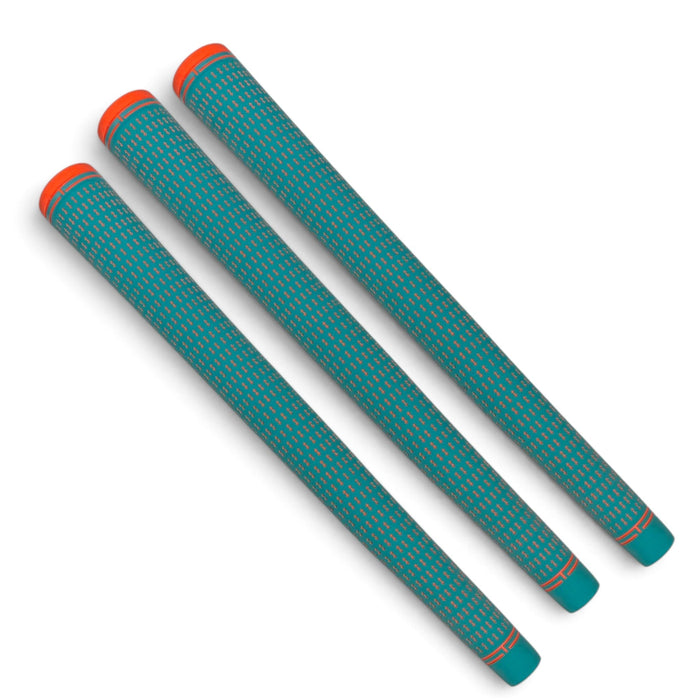360 Golf Grips | 3 Pack Teal/Orange | Standard, Mid, Jumbo | High-Traction Rubber Grip - Standard - Club Rehab