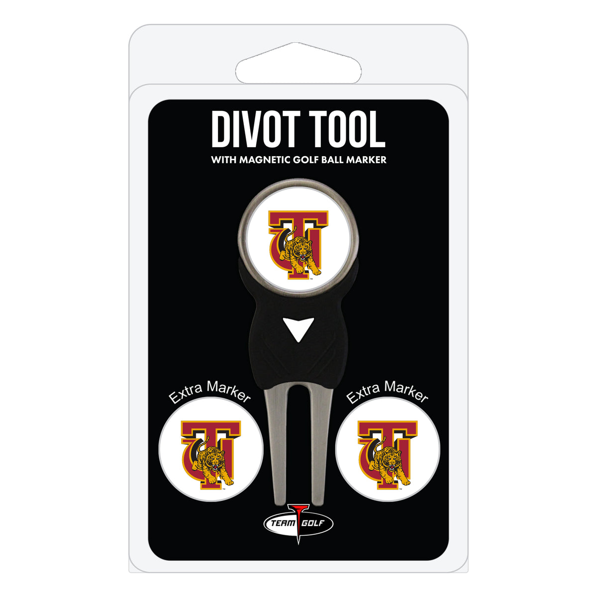 Tuskegee Golden Tigers divot repair tool and three ball markers