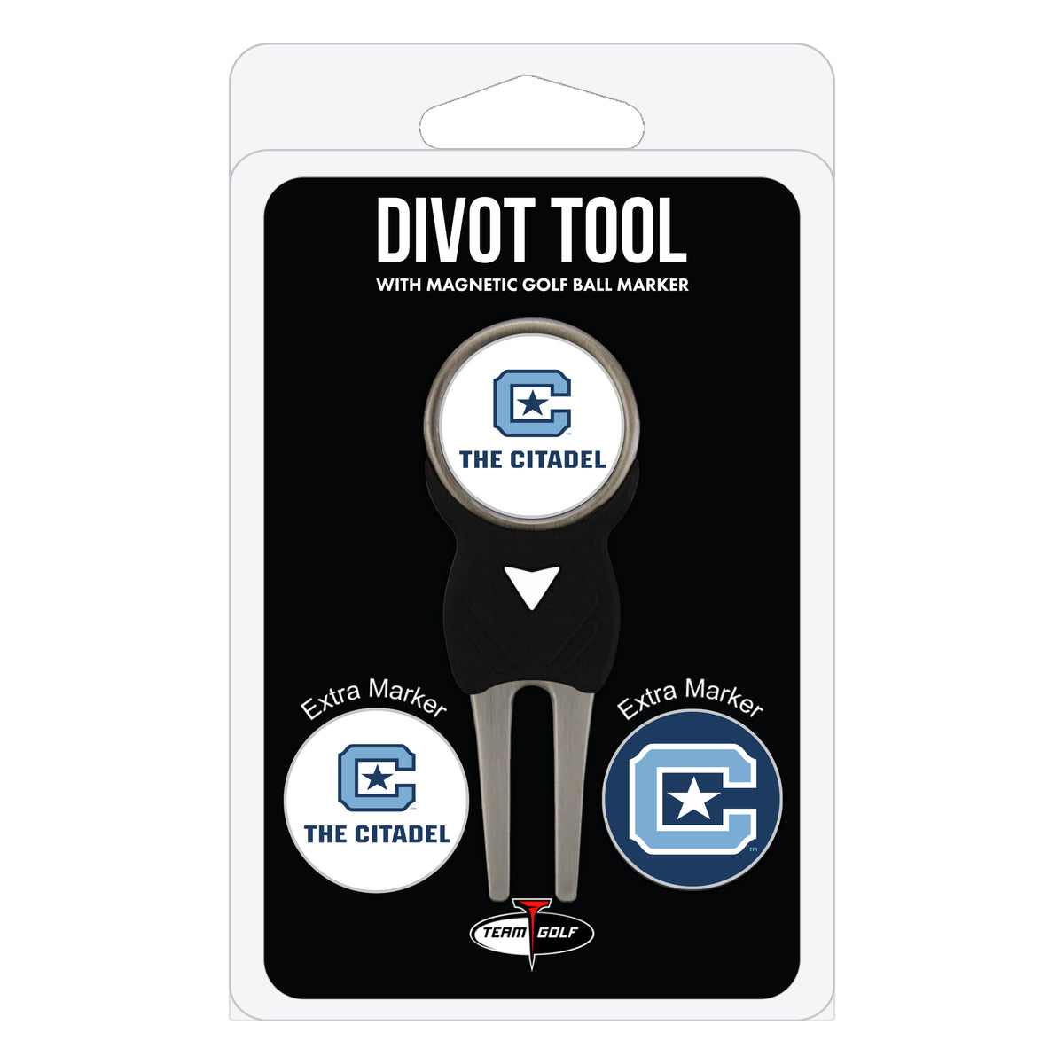 The Citadel Bulldogs divot repair tool and three ball markers