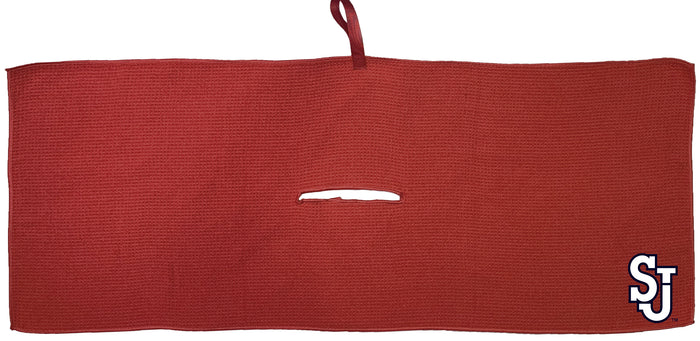 St. John's Red Storm 16 x 40 microfiber golf towel with team logo