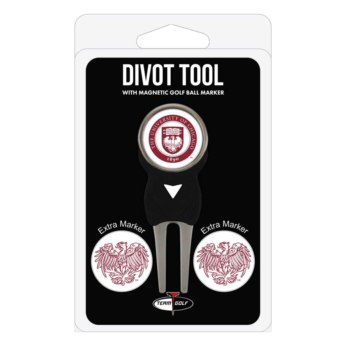 Chicago Maroons divot repair tool and three ball markers