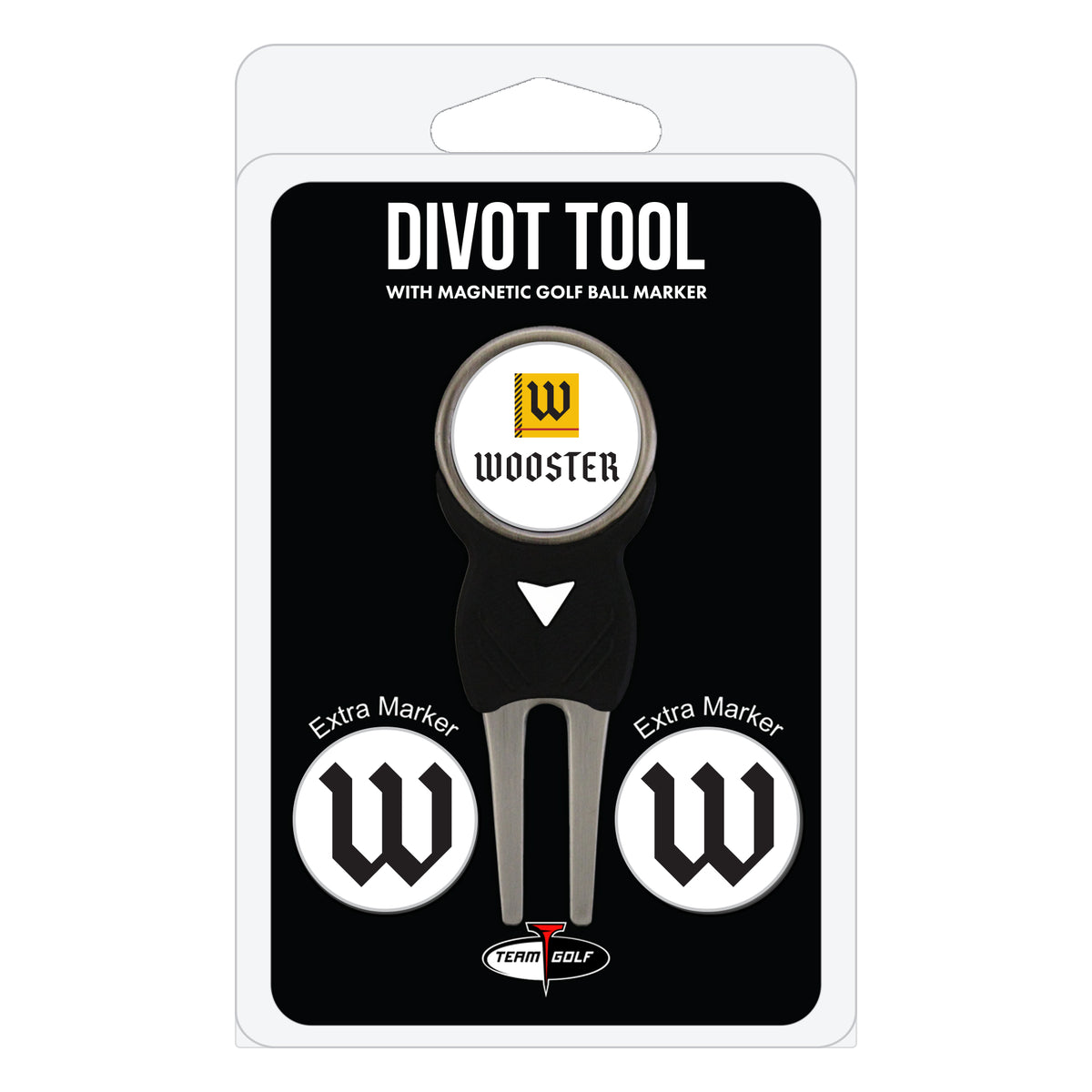 Wooster Fighting Scots divot repair tool and three ball markers