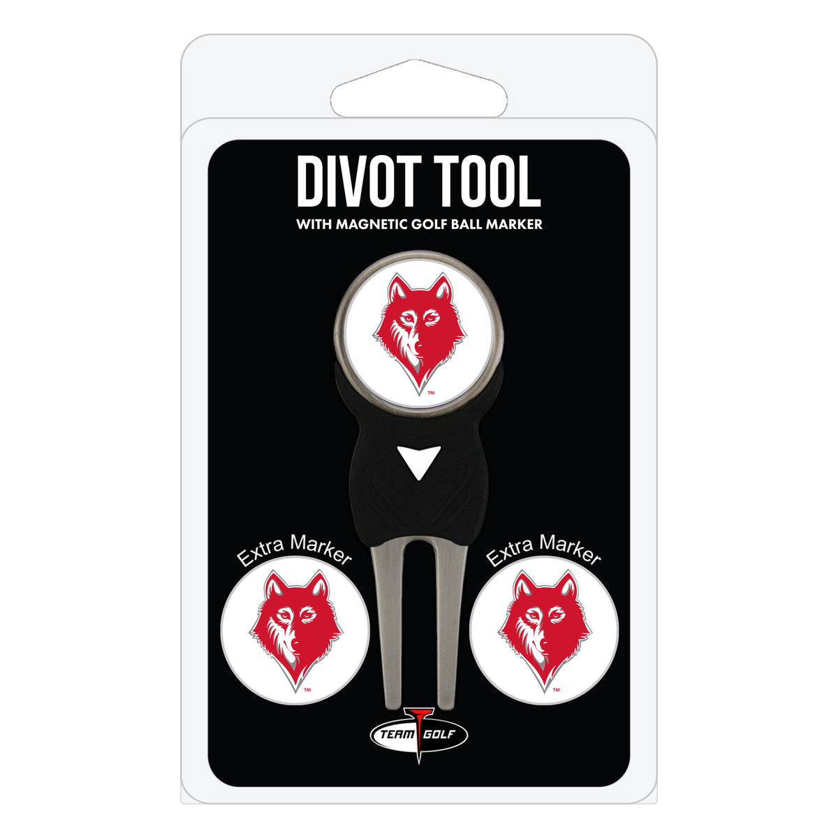 Newberry Wolves divot repair tool and three ball markers