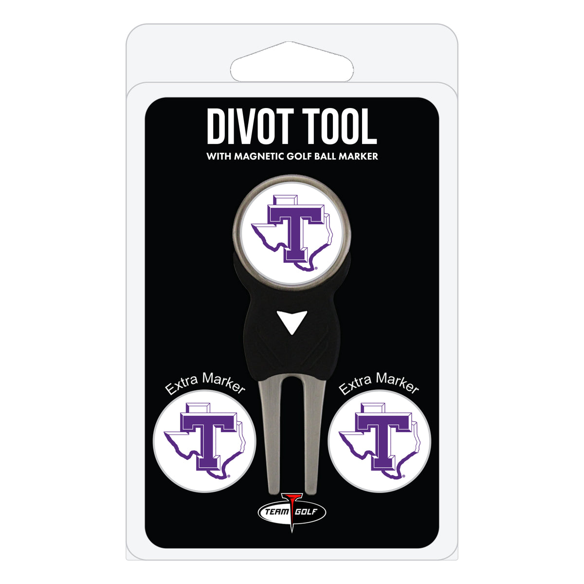 Tarleton State Texans divot repair tool and three ball markers
