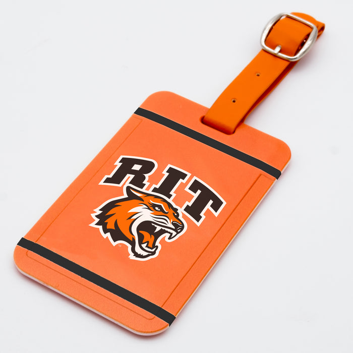 RIT Tigers plastic golf bag tag by Team Golf, product photo 1