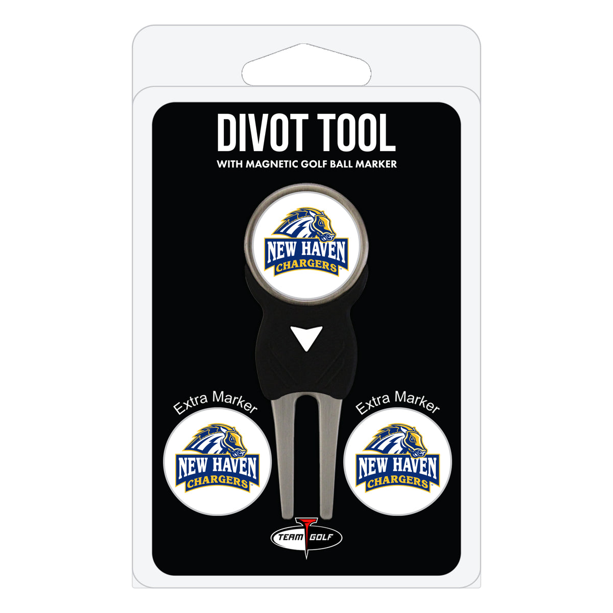 New Haven Chargers divot repair tool and three ball markers