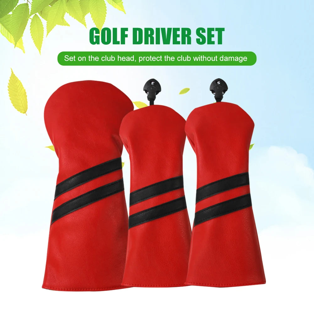 Golf Club Covers Set of 3 Pieces,Driver Headcover,for 1Driver(460cc) 2 Fairway Woods Size,with Rotating Number Plate