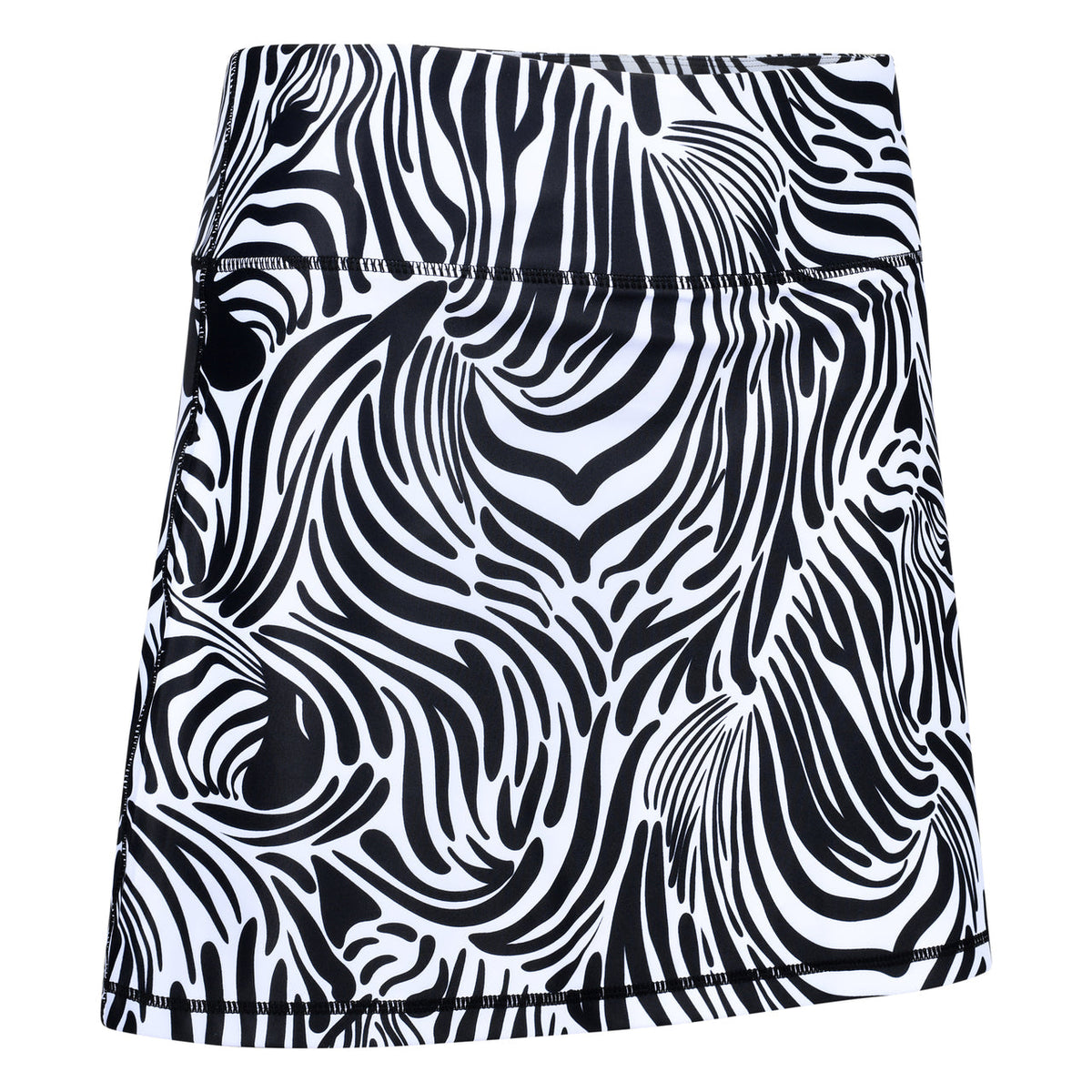 ReadyGOLF Zebra in the Print women’s golf skort with black and white zebra stripes