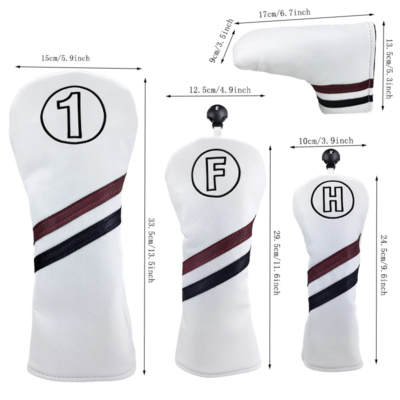 Golf Club Head Covers – Driver, Fairway, Hybrid & Putter Covers (PU Leather)