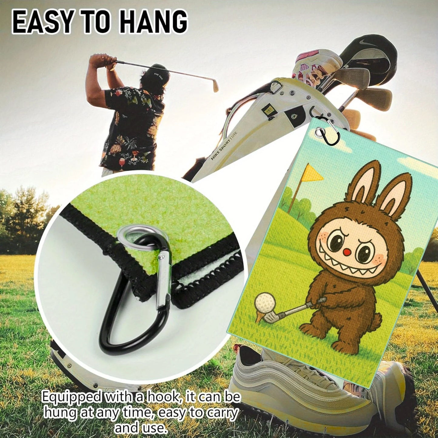 Labubu Golf Towel – Microfiber Mischief with Clip