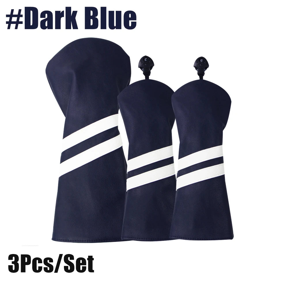 Golf Club Covers Set of 3 Pieces,Driver Headcover,for 1Driver(460cc) 2 Fairway Woods Size,with Rotating Number Plate