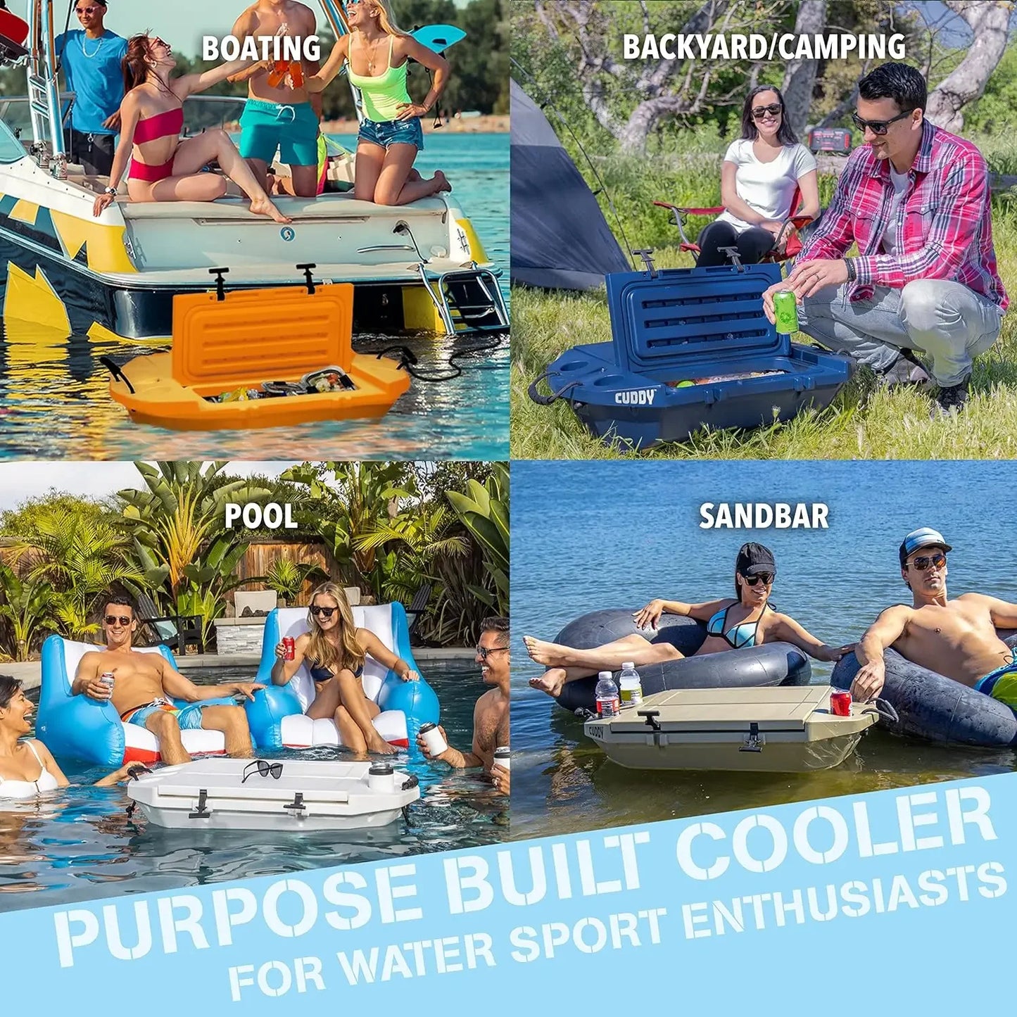 Cuddy Floating Cooler and Dry Storage Vessel – 40QT Amphibious Hard Shell Design - Multiple Color Options