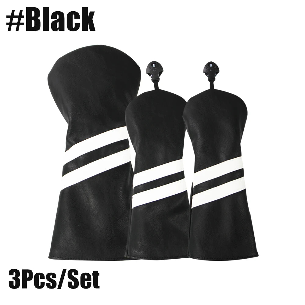 Golf Club Covers Set of 3 Pieces,Driver Headcover,for 1Driver(460cc) 2 Fairway Woods Size,with Rotating Number Plate