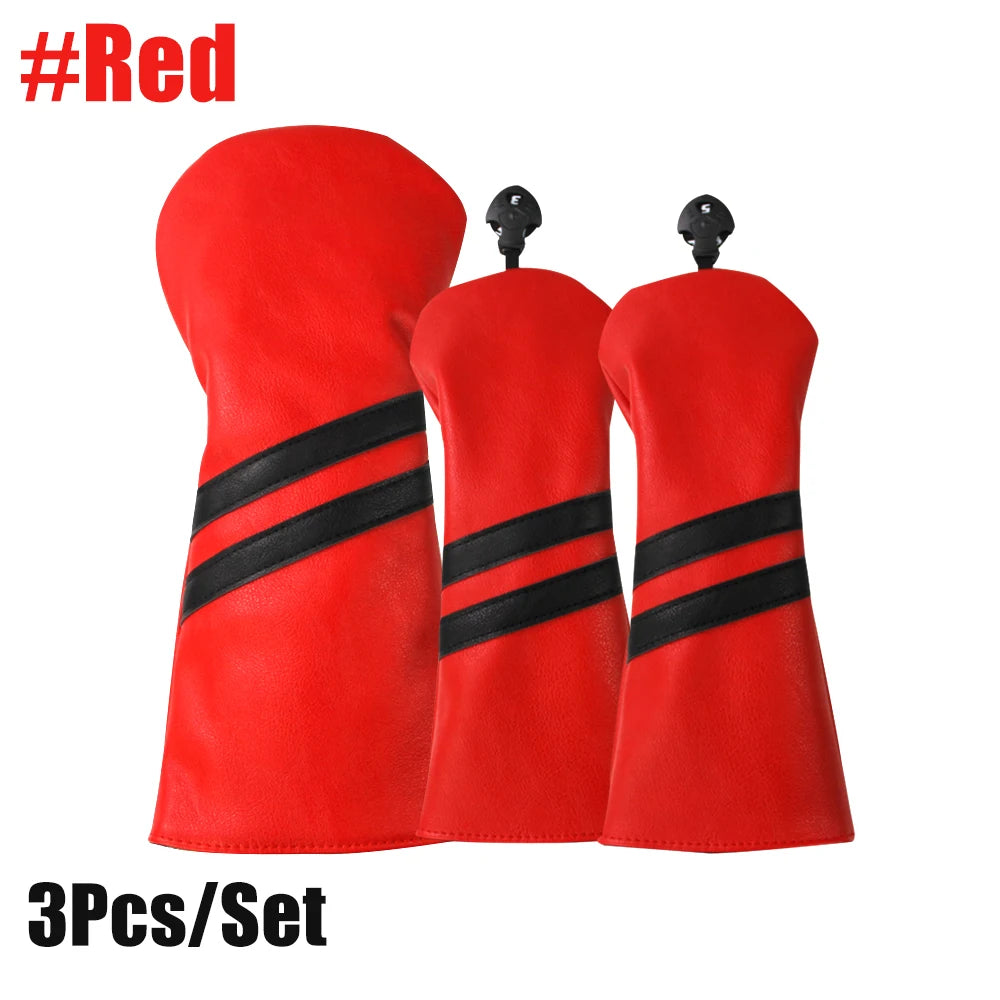 Golf Club Covers Set of 3 Pieces,Driver Headcover,for 1Driver(460cc) 2 Fairway Woods Size,with Rotating Number Plate