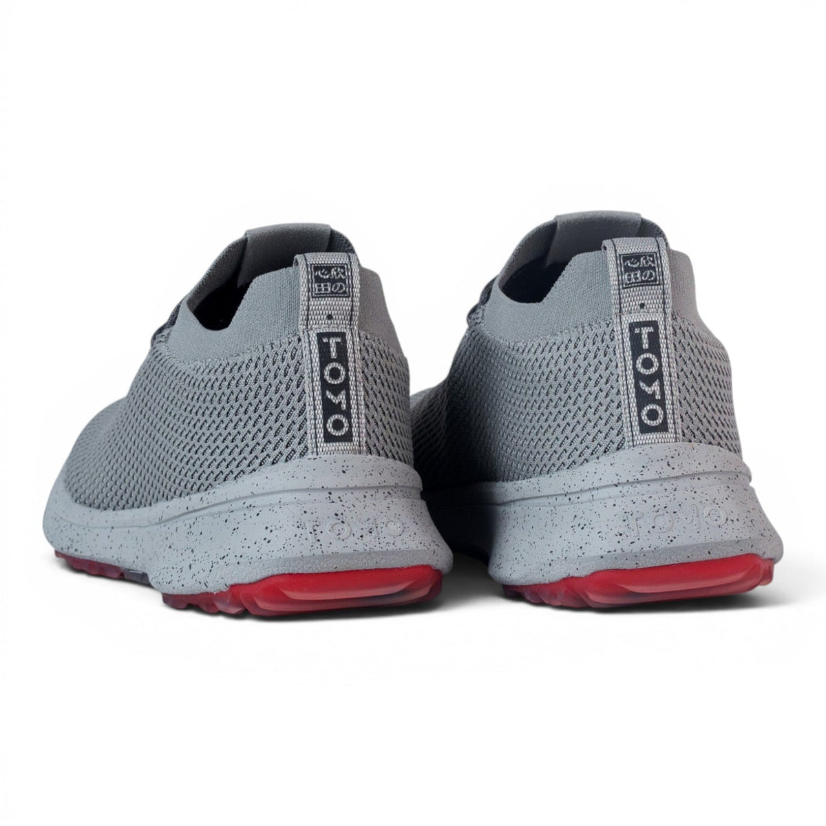 Tomo Alpha men's golf shoes in Zinc Grey, rear view of the pair