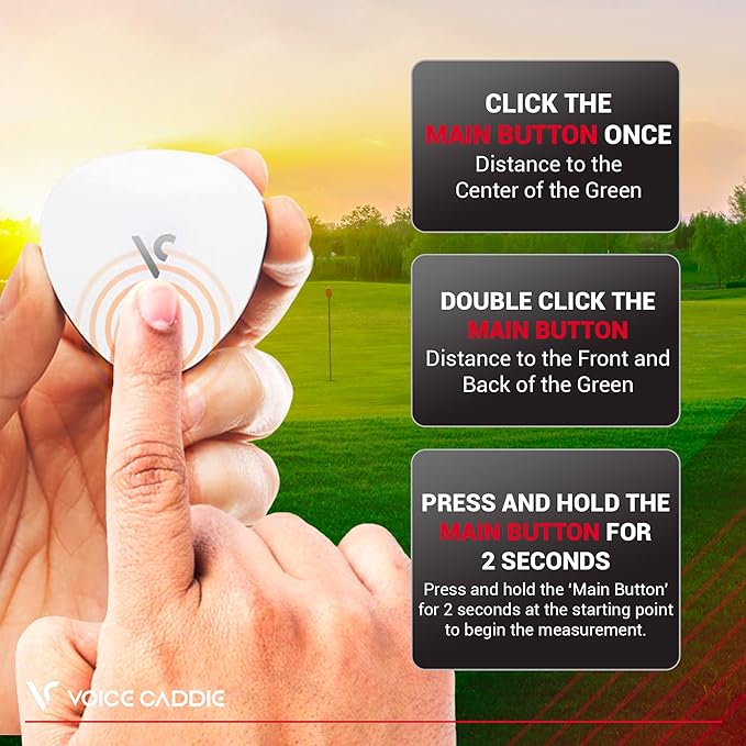 VC300SE button-operation guide for yardages and shot-distance measurement