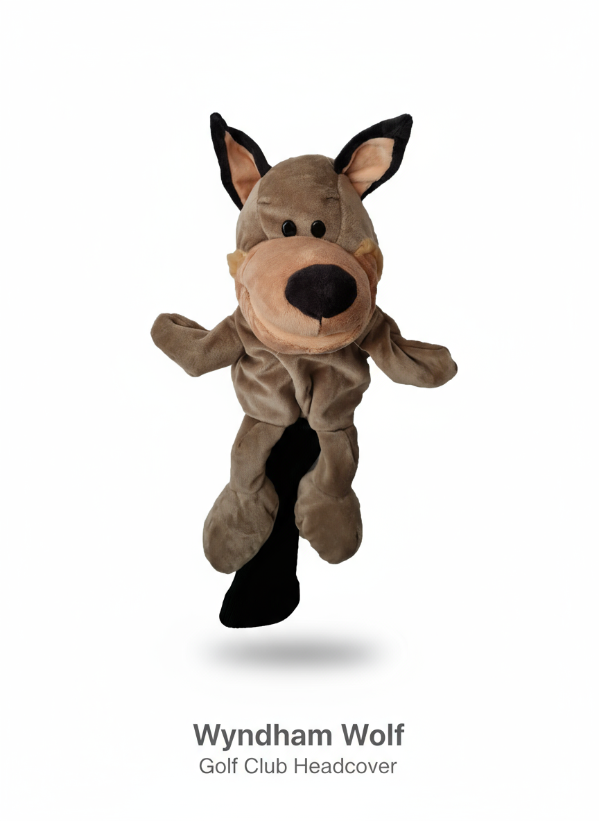 Wyndham Wolf golf club headcover on a white background