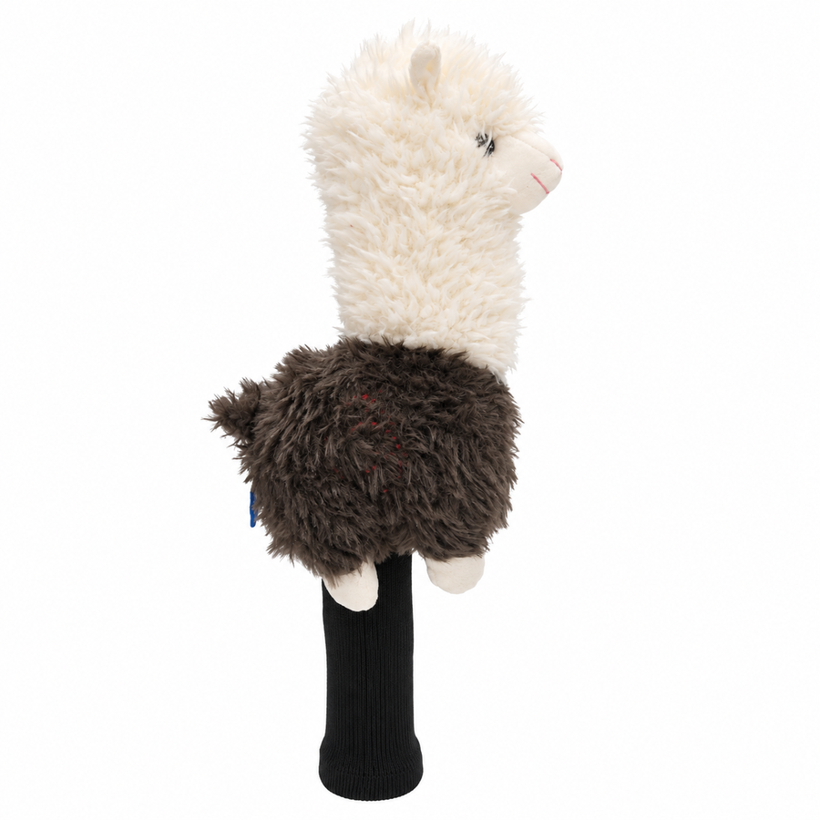 Brown alpaca plush blade putter headcover, right side