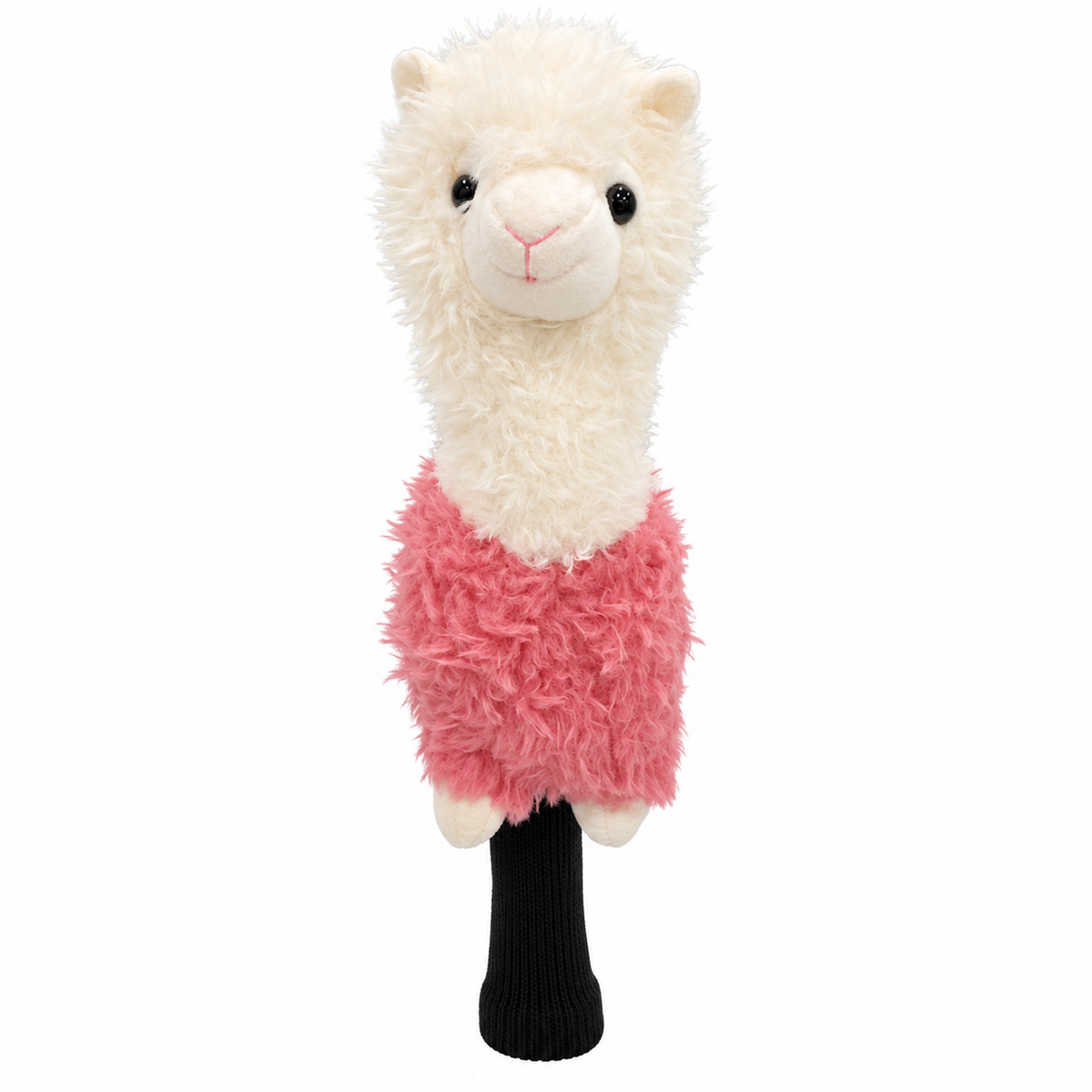 Pink alpaca plush blade putter headcover, front