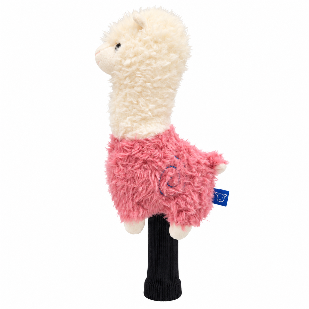 Pink alpaca plush blade putter headcover, left side
