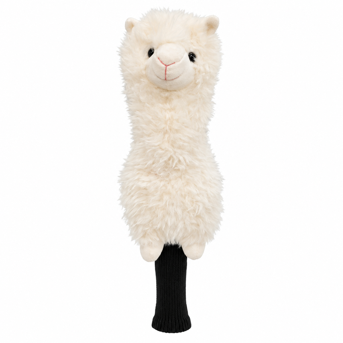 White alpaca plush blade putter headcover, front