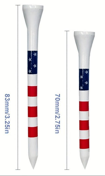 American Flag Style Bamboo Golf Tees - 50 pcs - Club Rehab - Wood Tee3.27 inches (83mm)American Flag Style Bamboo Golf Tees - 50 pcs