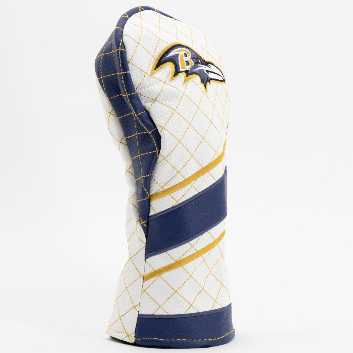 Baltimore Ravens Striped Quilted Fairway Headcover, angled view