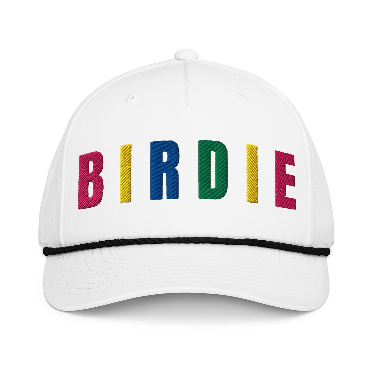 BIRDIE Embroidered Golf Hat for Women - Birdie Pop Collection - White/Black - Club Rehab