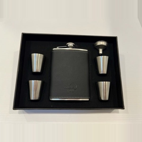 Birdie Juice Flask Set - Black Leather - Club Rehab