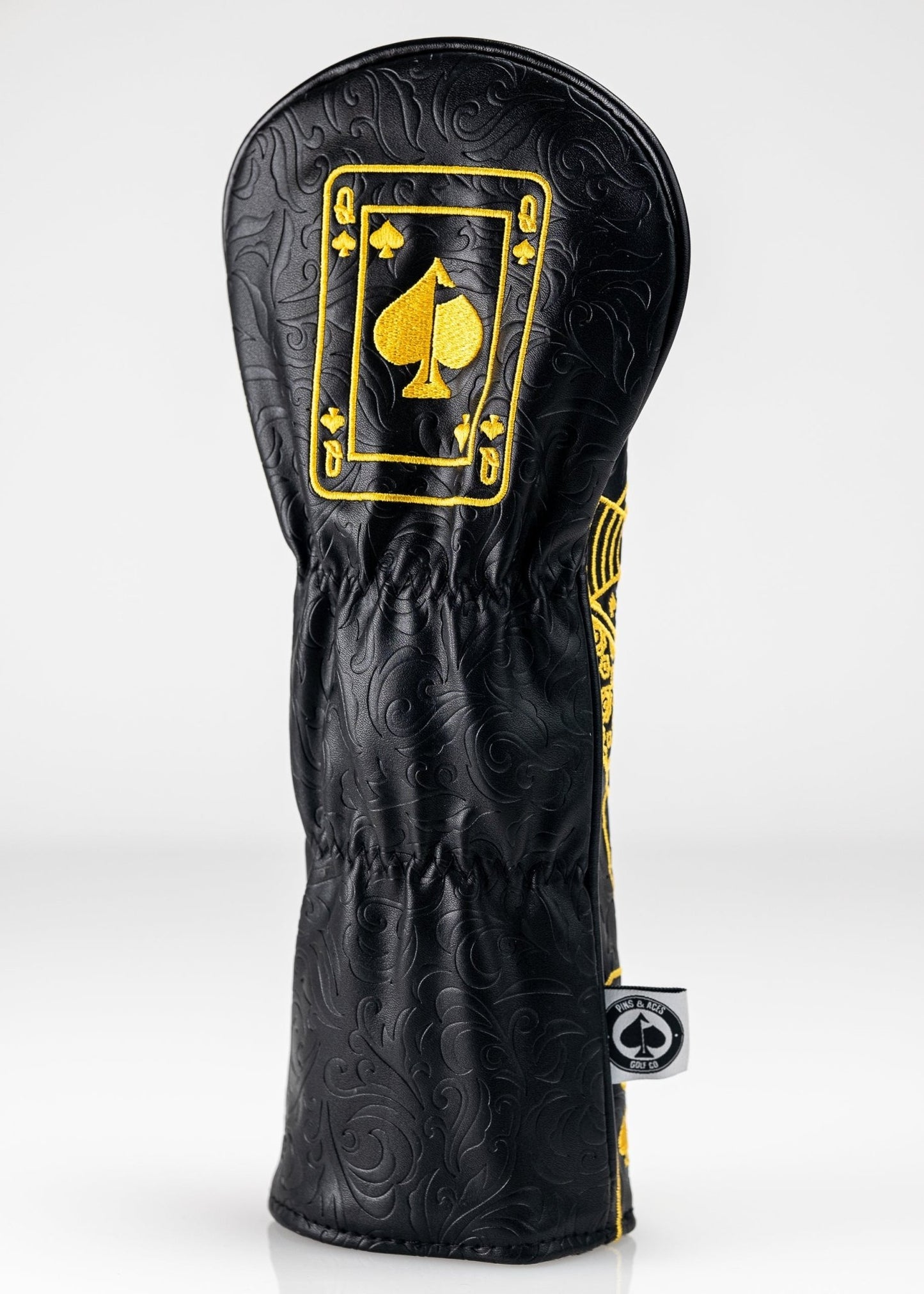 Black/Gold Queen of Spades - Fairway Cover - Club Rehab