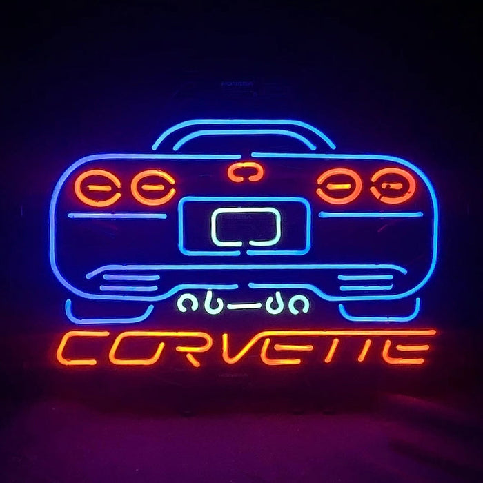 Blue Corvette Auto Car Motor Neon Signs Light - Club Rehab