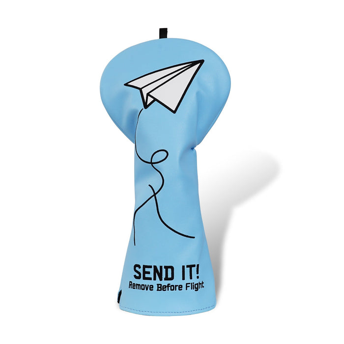 Blue Paper Airplane SEND IT! Headcover - Driver - Club Rehab
