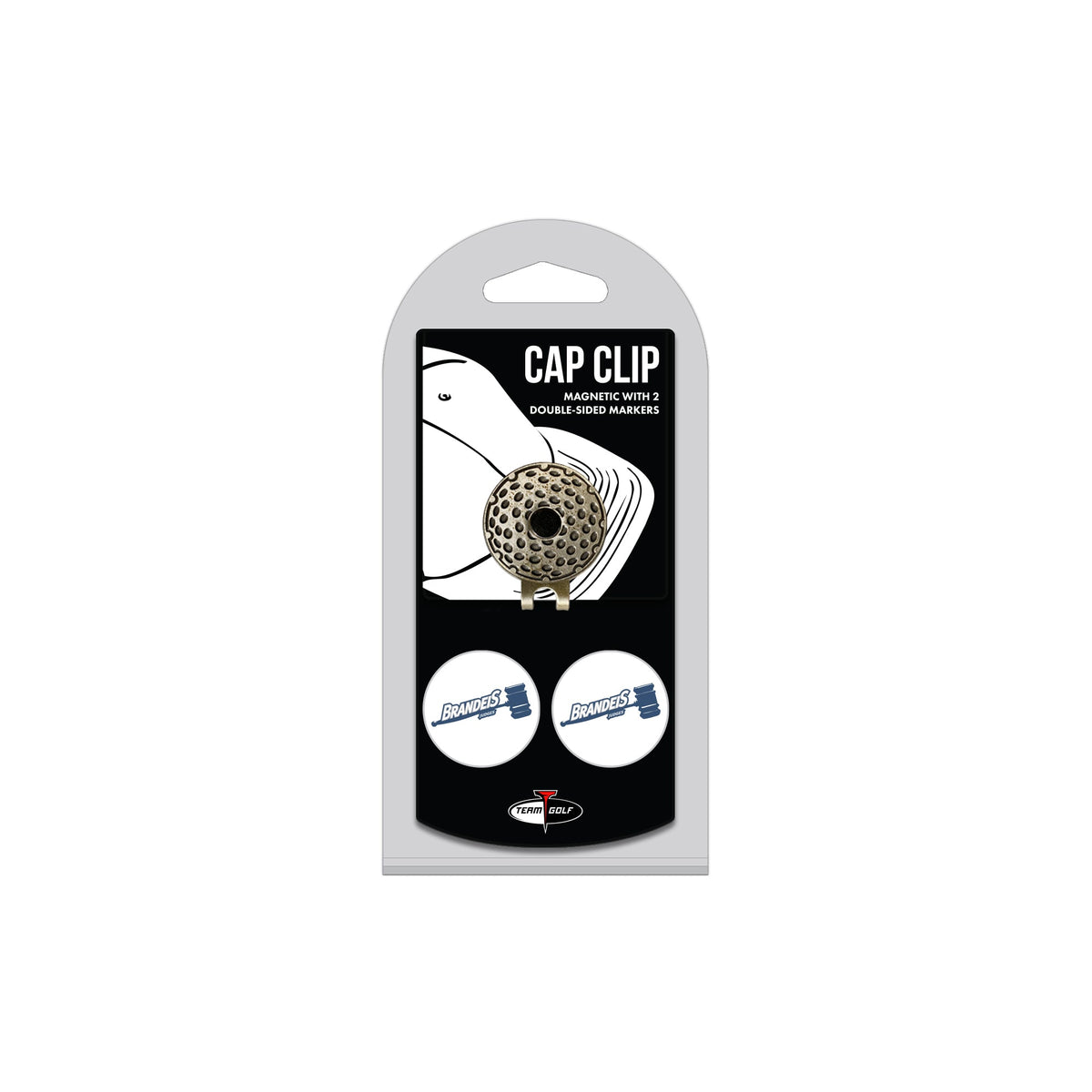 BRANDEIS hat clip with two golf ball markers