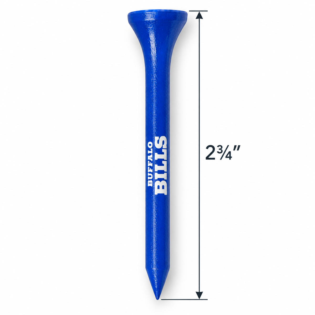 Blue Buffalo Bills golf tee with a 2¾-inch height measurement.