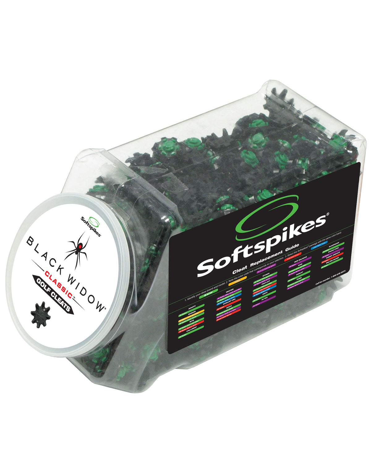 Softspikes Black Widow Classic bulk bowl with green Fast Twist inserts