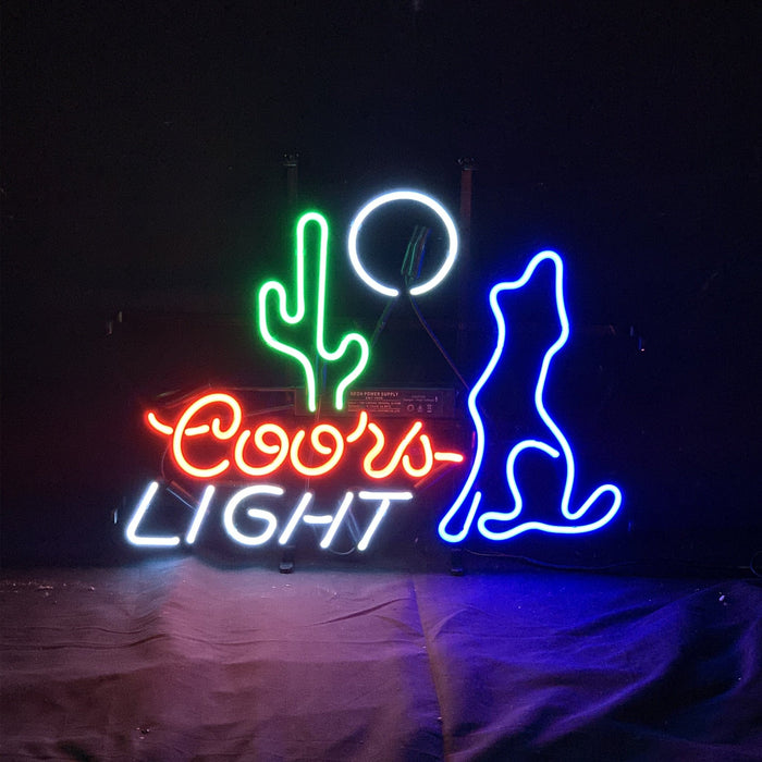 Cactus Moon Wolf Coyote Coors Light Beer Neon Signs - Club Rehab