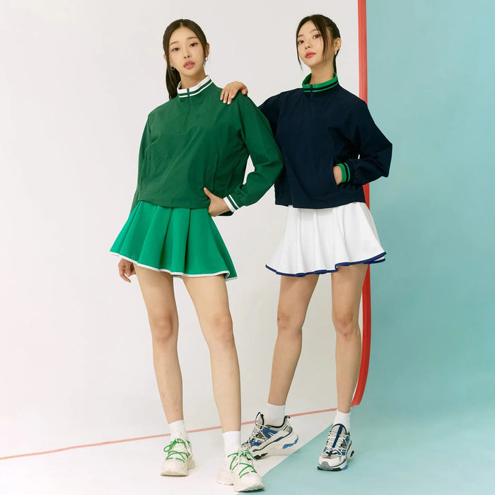 Casual Sports Skirt Set Contrasting Sports Running Jacket with Golf Skirt - Green top S - Club Rehab