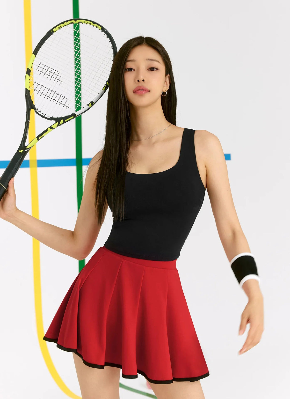 Casual Sports Skirt Set Contrasting Sports Running Jacket with Golf Skirt - Green top S - Club Rehab