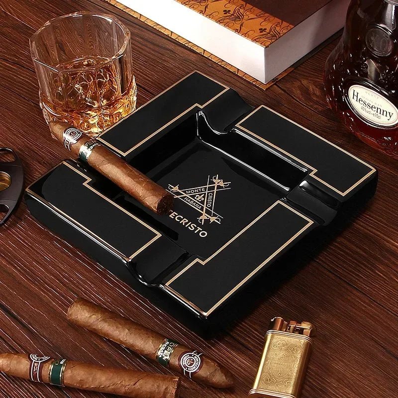 Ceramic Cigar Ashtray Collection - Club Rehab - AshtrayMontecristo Black Square Ashtray45453217530048